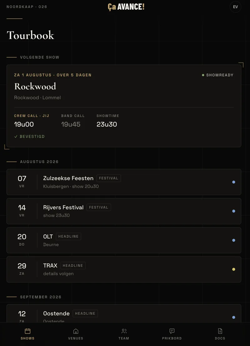 Avance!-app — Tourbook