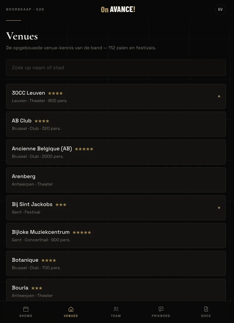 Avance!-app — Venues